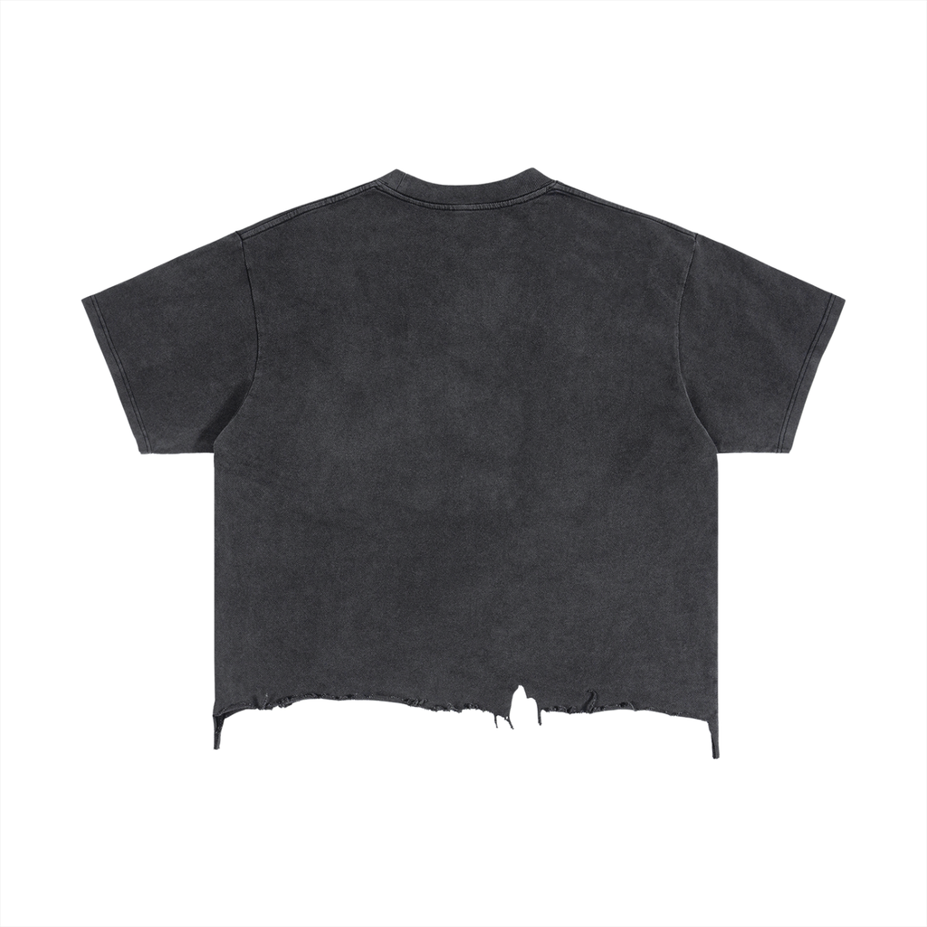 Vintage Japan  Wash Boxy Distressed Hem T-Shirt