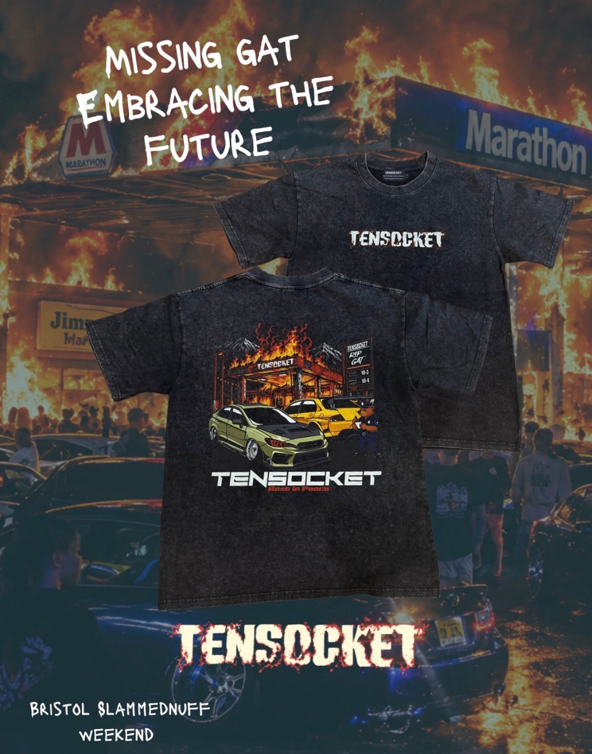 Rip Gat / Black washed / - T-shirt / Premium